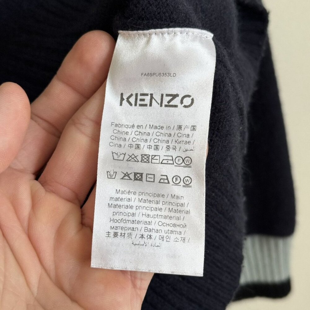 Kenzo Wool Sweater Navy K Logo Pullover Jumper Size S Made in China - Picture 5 of 7